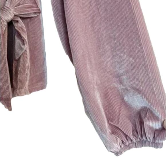 Lane Bryant Classic Blouson-Sleeve Surplice Tie Velour Top Blush Pink Long Sleev - Picture 6 of 9
